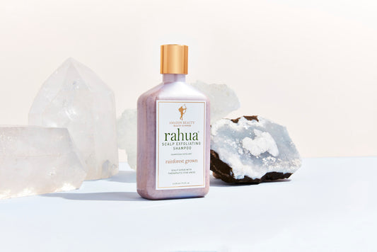 Rahua scalp exfoliating shampoo along with sea salt blocks