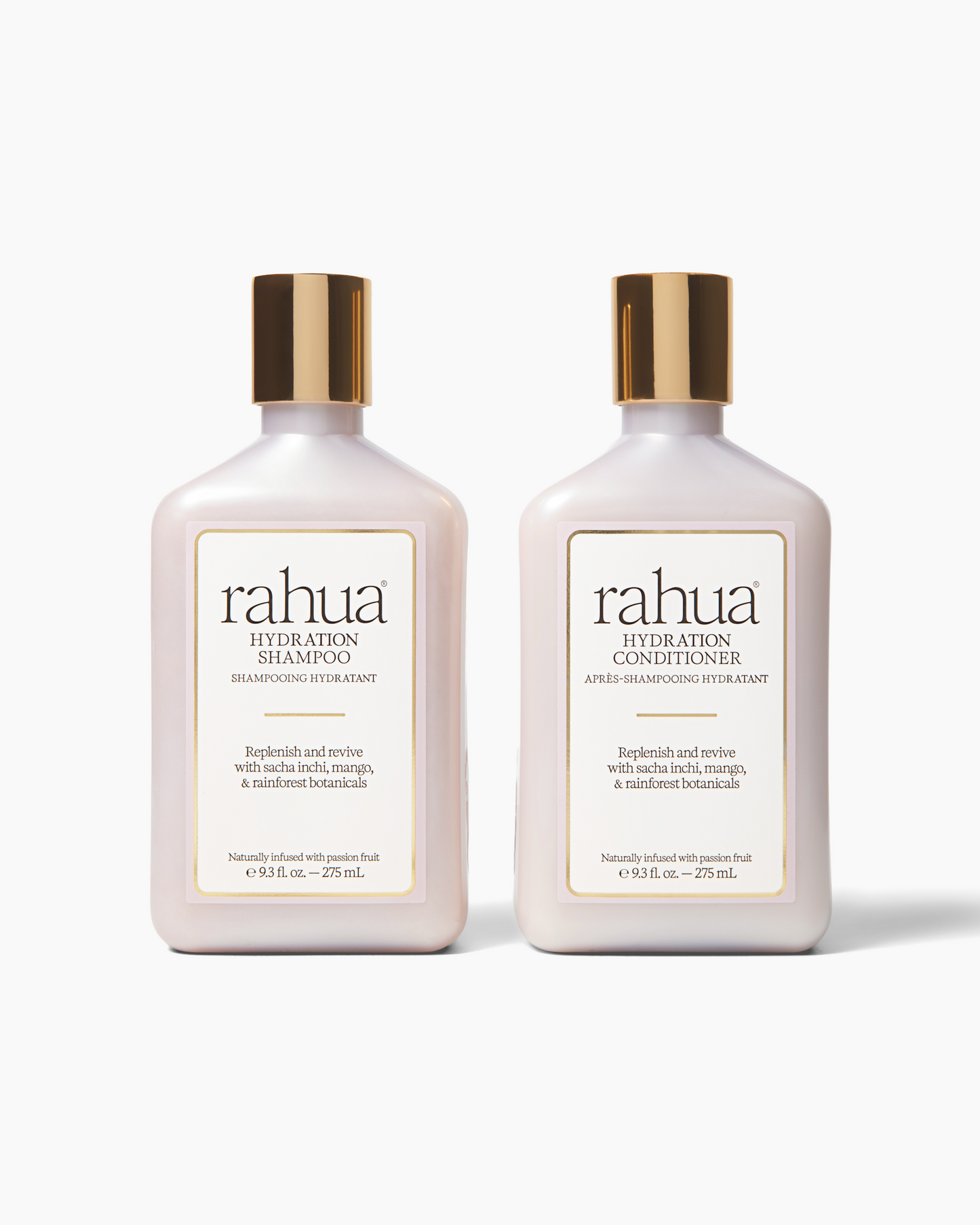 Two bottles of Rahua Hydration Shampoo and Conditioner on a white background|variant:93-oz