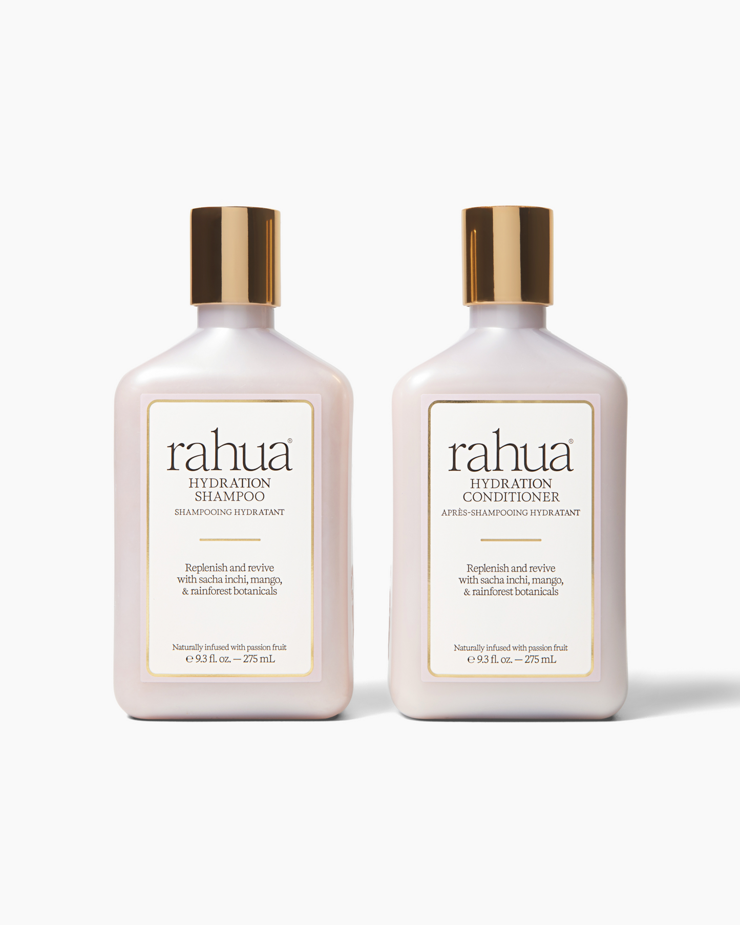 Two bottles of Rahua Hydration Shampoo and Conditioner on a white background|variant:93-oz