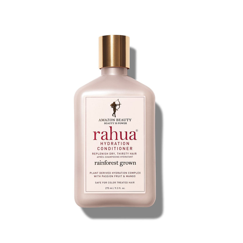 bottle of rahua hydration conditioner on a plain white background 9.3 oz plastic bottle with a gold cap|variant:93-oz