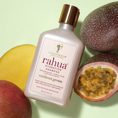 rahua hydration shampoo full size with mango slice and passion fruit